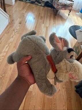 Gray Plush Dog “Lady in the Tramp” “Tramp” Toy with Brown Collar